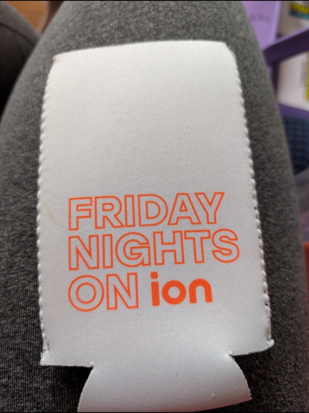 Friday Nights On ion Neoprene Can Cooler - White & Orange